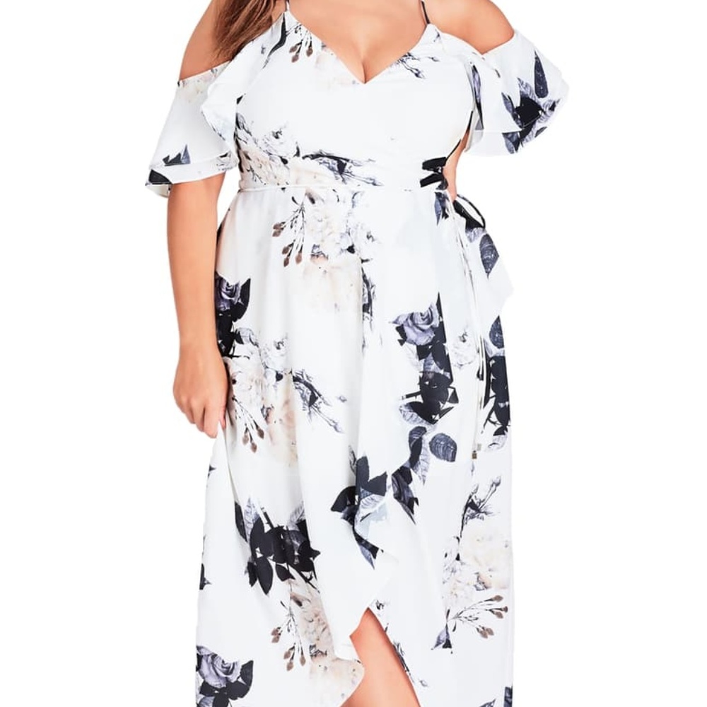 City Chic Maxi delicate ruffle dress